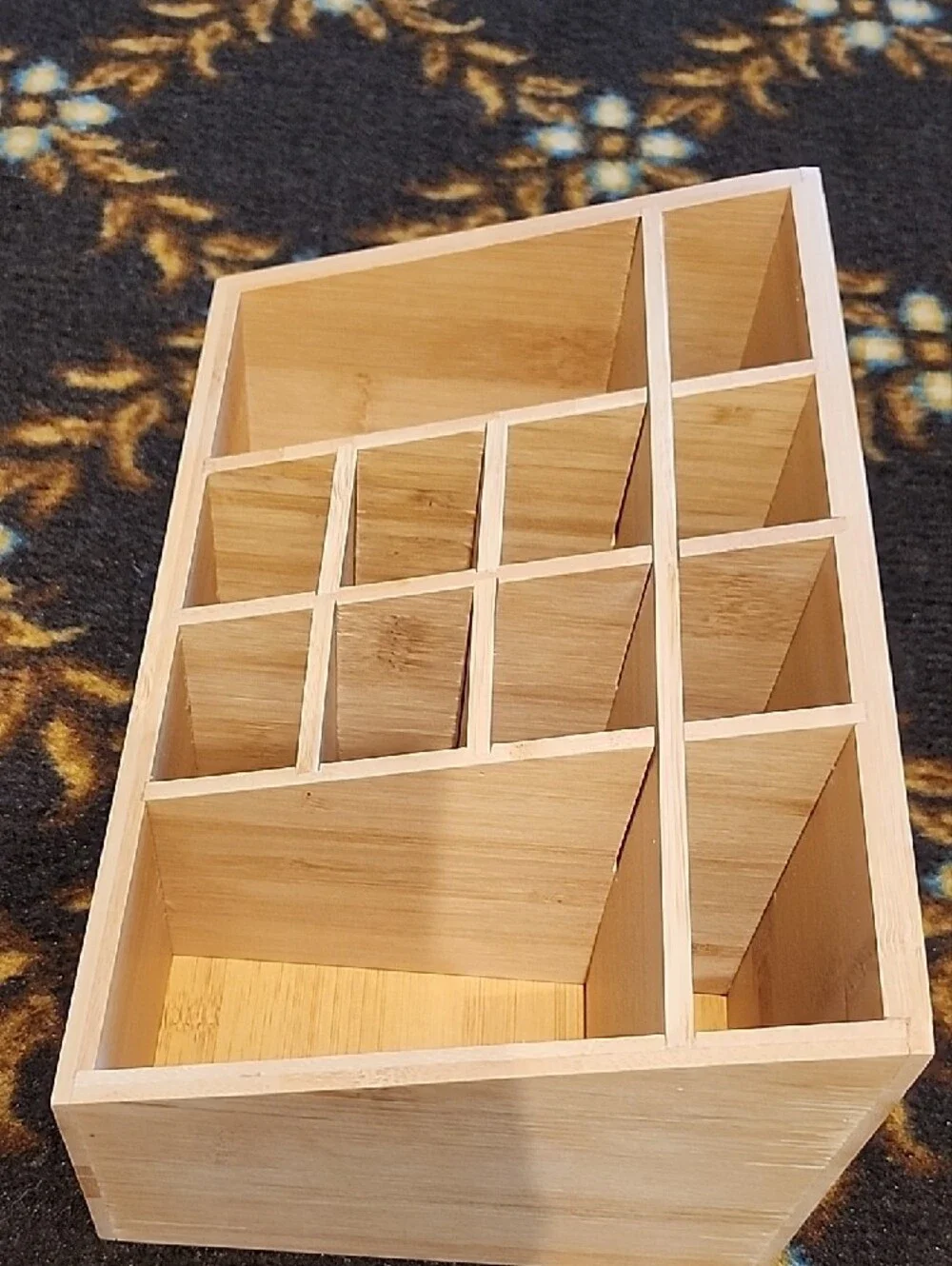Natural Bamboo Desk Organizer with Multiple Compartments